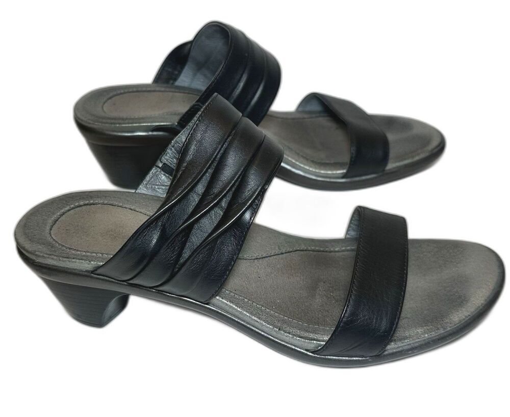 Naot Isis Black Leather Slide Sandals Womens EU 40 US 9-9.5 Comfort